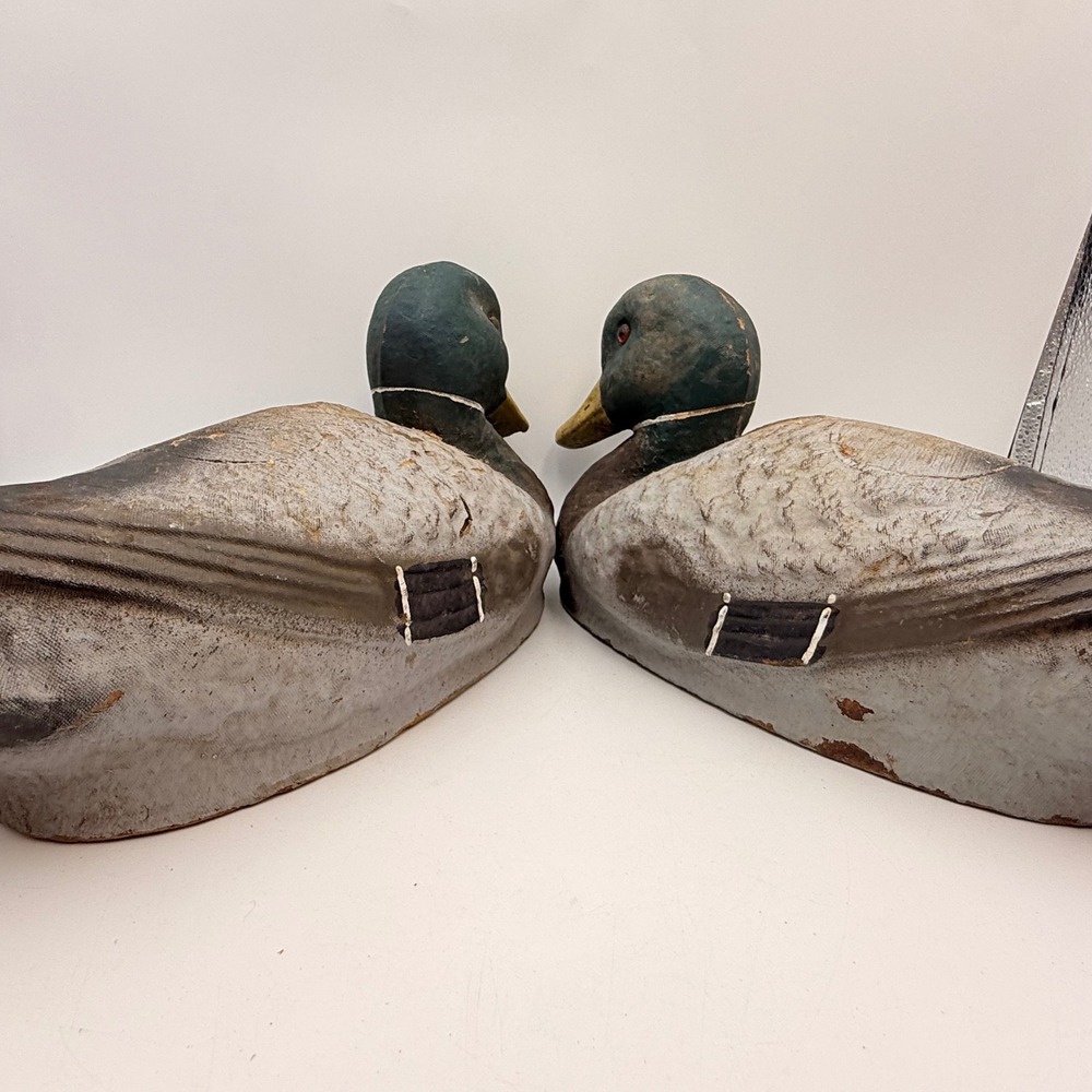 Vintage J.C. Higgins Life-Like Mallard Duck Decoys Sears Roebuck Set of 2 Fiber - Picture 4 of 6